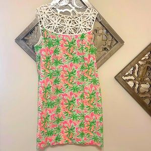 Lilly Pulitzer Nibbles Lacina Shift Dress with Lattice Neckline